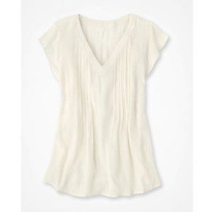 Solstice Tuck-and-Release Cap-Sleeve Blouse Crema
